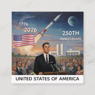 250. Jubiläum USA, amerikanische Flagge / Patrioti Quadratische Visitenkarte