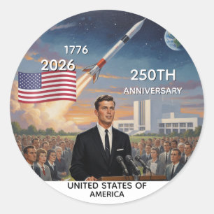 250. Jubiläum USA, Amerikanische Flagge / Patrioti Runder Aufkleber