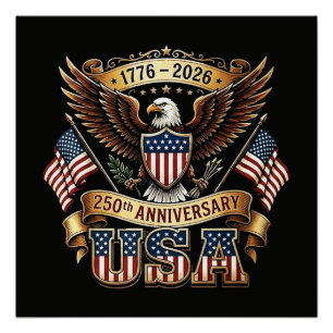 250. Jubiläum USA-Flagge 250 Jahre Amerikanisch Poster