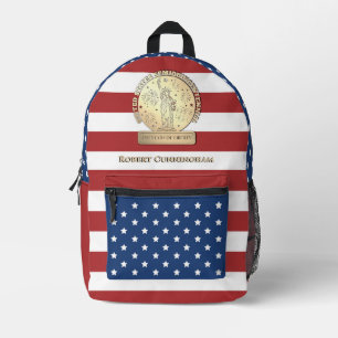 250. Jubiläum USA-Flagge Gold Statue of Liberty Bedruckter Rucksack