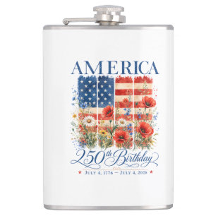 250. Jubiläum USA Frauen 4. Juli Amerika 25 Flachmann