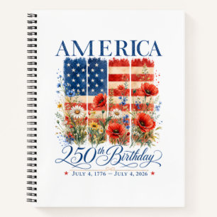 250. Jubiläum USA Frauen 4. Juli Amerika 25 Notizbuch
