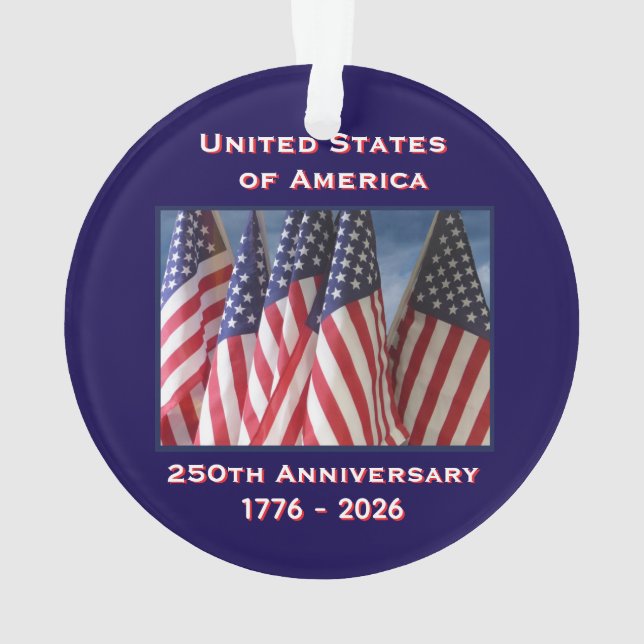 250. Jubiläum USA Patriotic Flags Acrylic Ornament (Rückseite)