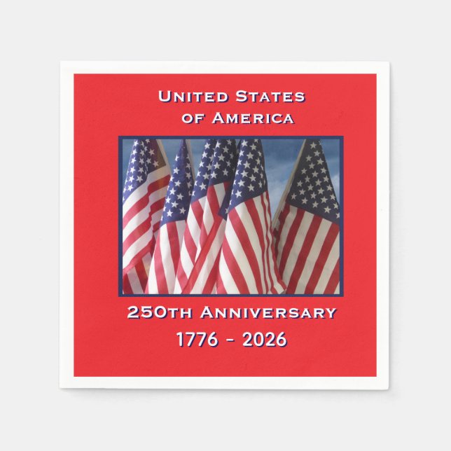 250. Jubiläum USA Patriotic Flags Paper Serviette (Vorderseite)