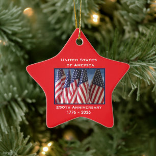 250. Jubiläum USA Patriotic Flags Premium Keramik Ornament