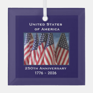 250. Jubiläum USA Patriotic Flags Premium Ornament Aus Glas
