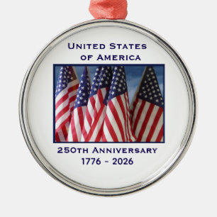 250. Jubiläum USA Patriotic Flags Premium Ornament Aus Metall
