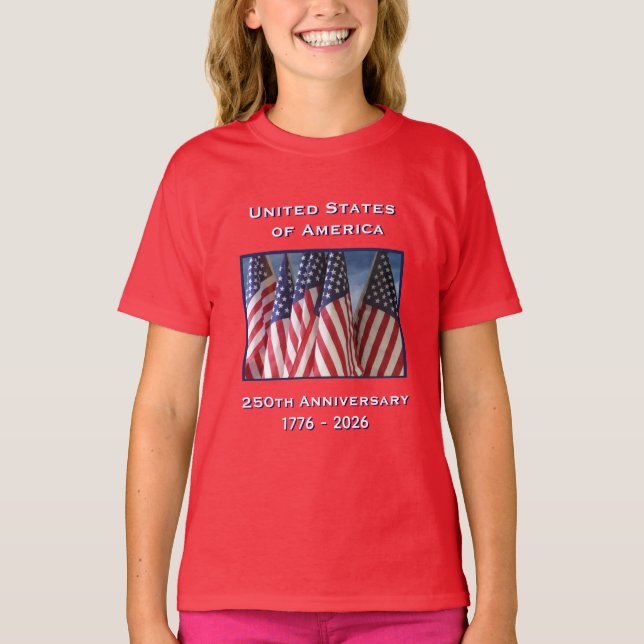 250. Jubiläum USA Patriotic Red Kids T-Shirt (Vorderseite)