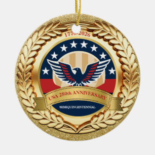 250. Jubiläum USA Patriotisch   1776–2026 Keramik Ornament
