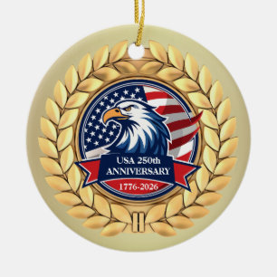 250. Jubiläum USA Patriotisch   1776–2026 Keramik Ornament