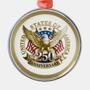 250. Jubiläum USA Patriotisch   1776–2026 Ornament Aus Metall