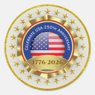 250. Jubiläum USA Patriotisch 1776–2026 Runder Aufkleber