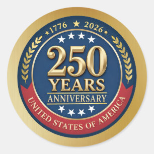 250. Jubiläum USA Patriotisch   1776–2026 Runder Aufkleber