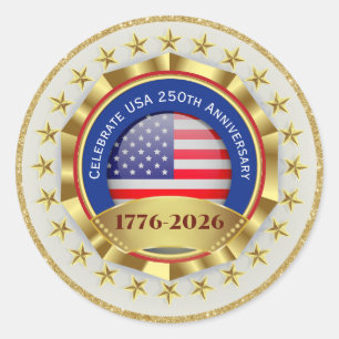 250. Jubiläum USA Patriotisch   1776–2026 Runder Aufkleber