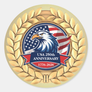 250. Jubiläum USA Patriotisch   1776–2026 Runder Aufkleber