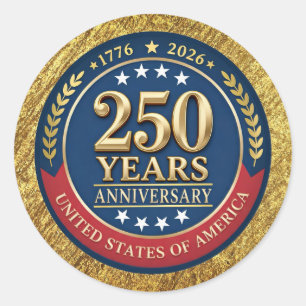 250. Jubiläum USA Patriotisch   1776–2026 Runder Aufkleber
