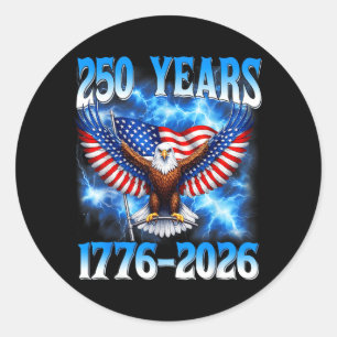 250. Jubiläum USA Patriotisch 250 Jahre 4. Juli Runder Aufkleber