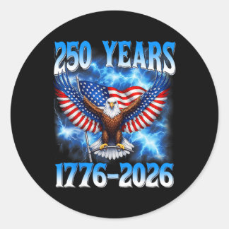 250. Jubiläum USA Patriotisch 250 Jahre 4. Juli Runder Aufkleber