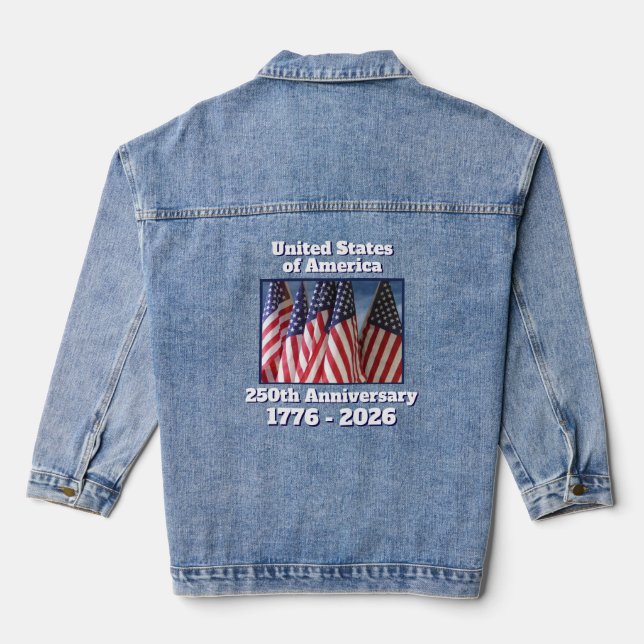 250. Jubiläum USA Patriotische amerikanische Flagg Jeansjacke (Rückseite)