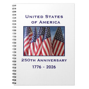 250. Jubiläum USA Patriotische amerikanische Flagg Notizblock