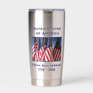 250. Jubiläum USA Patriotische amerikanische Flagg Thermobecher