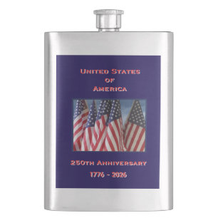 250. Jubiläum USA Patriotische Flaggen Flachmann