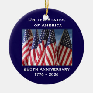 250. Jubiläum USA Patriotische Flaggen Keramik Ornament