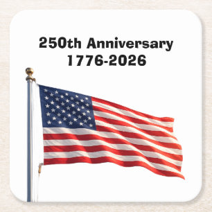 250. Jubiläum USA Patriotisches Andenken Rechteckiger Pappuntersetzer