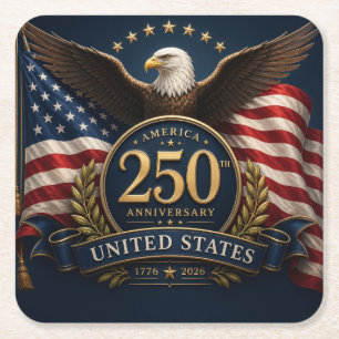250. Jubiläum USA Patriotisches Andenken Rechteckiger Pappuntersetzer