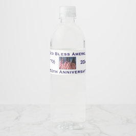 250. Jubiläum USA Patriotisches Gott segne Amerika Wasserflaschenetikett