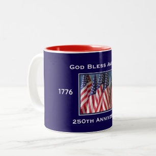 250. Jubiläum USA Patriotisches Gott segne Amerika Zweifarbige Tasse