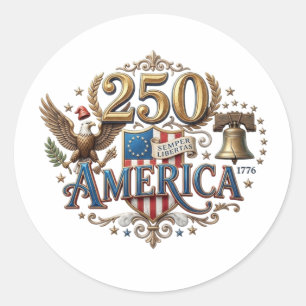 250. JUBILÄUM USA RUNDER AUFKLEBER
