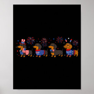 250 Jubiläum USA-Shirt Hund Dachshund 4. Poster
