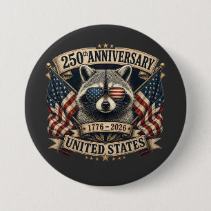 250. Jubiläum USA Waschbär Vintage 4. Juli Button