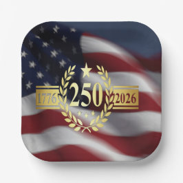 250. Jubiläums-Amerikanische-Flagge-Papierplatte – Pappteller