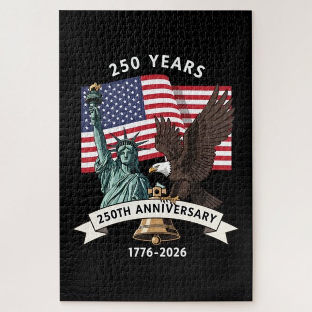 250. Jubiläumsstatue Liberty Eagle Flag Puzzle (Vertikal)