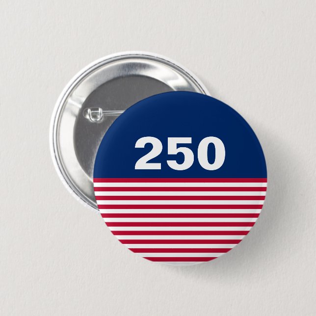 250 Rot Weiß Blau USA-Jubiläum Button (Vorne & Hinten)