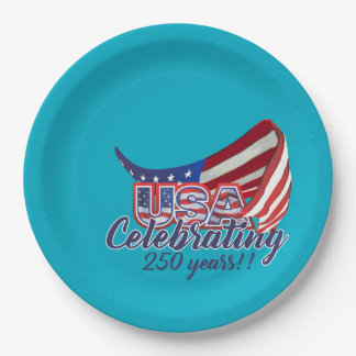 250 Sterne und Streifen Papierplatten der USA feie Pappteller