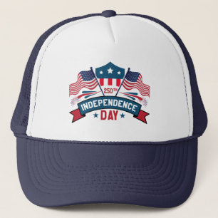 250. Unabhängigkeitstag USA-Flaggen & Feuerwerk Truckerkappe