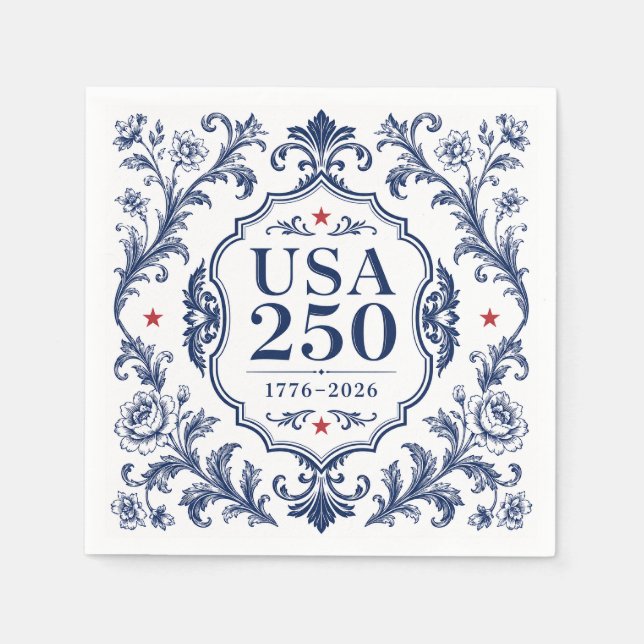 250 USA Floral Papierplatte Serviette (Vorderseite)