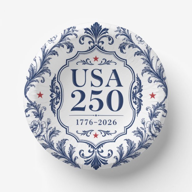250 USA Florale Papierplatte Pappteller (Vorderseite)