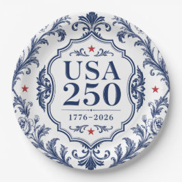 250 USA Florale Papierplatte Pappteller