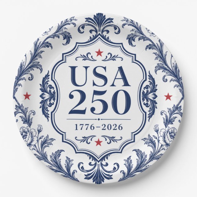 250 USA Florale Papierplatte Pappteller (Vorderseite)