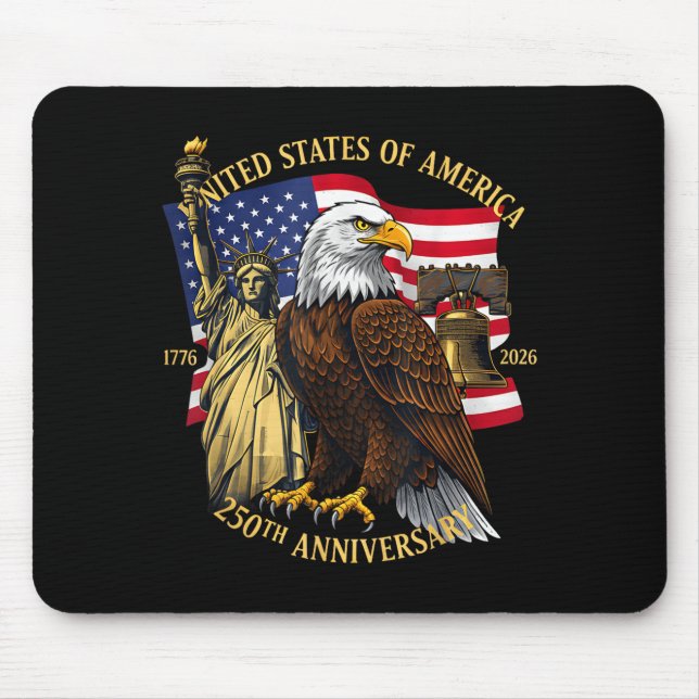 250 Years 1776-2026 250th Birthday Eagle Liberty B Mousepad (Vorne)