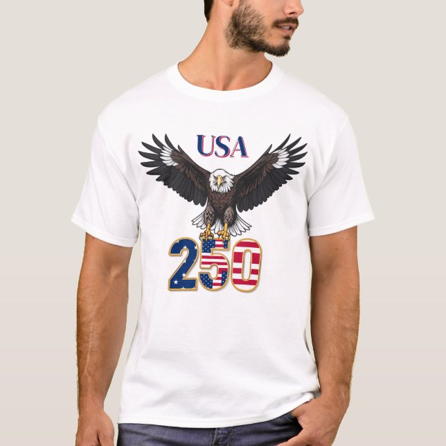 250 Years Anniversary USA Bald Eagle T-Shirt (Vorderseite)