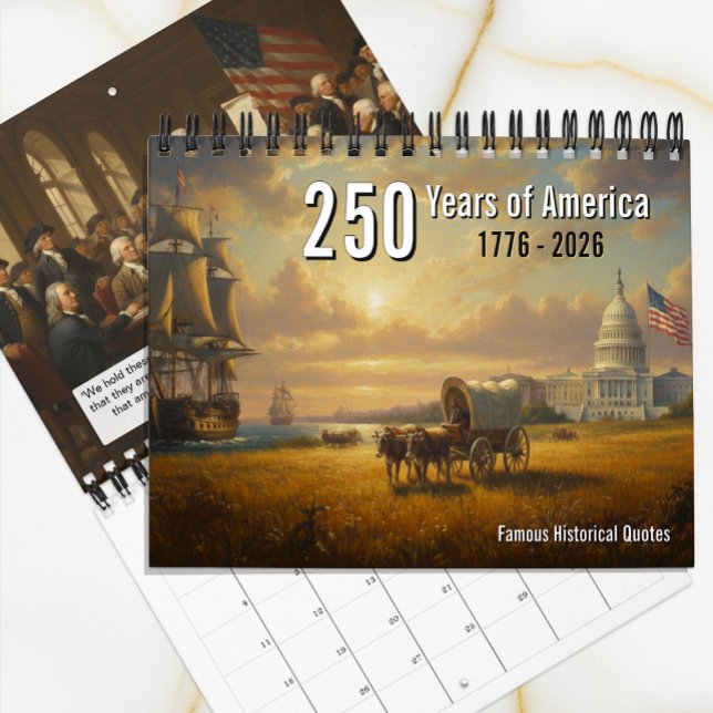 250 Years of America, Patriotic, American History Kalender (250 Years of America Calendar / famous quotes)