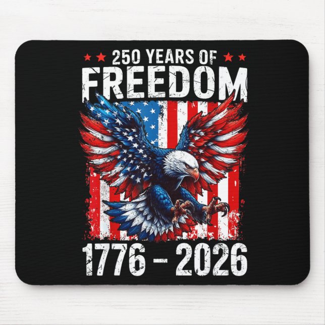 250 Years Of Dom 1776 2026 Patriotic Bald Eagle Us Mousepad (Vorne)