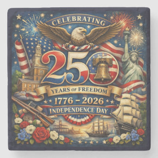 250 Years of Freedom (1776–2026) Steinuntersetzer