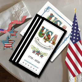 250 Years of Freedom Elegant Patriotic Black Guest Serviette