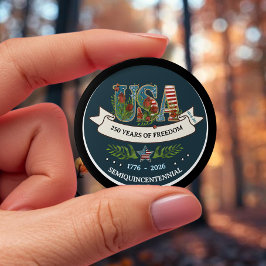 250 Years of Freedom Elegant Patriotic Blue Button